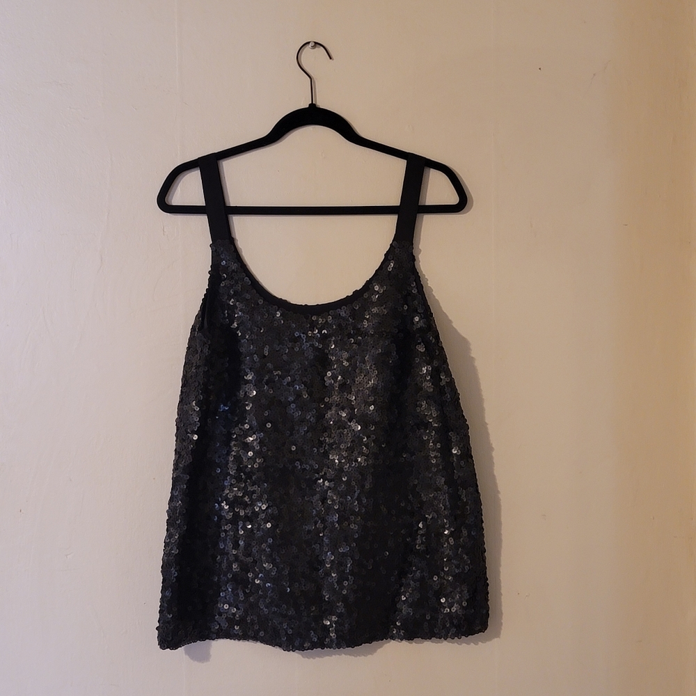 Theory Matte Black Sequin Tank